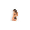 Body string noir ouvert à l'entre-jambes dentelle et ornements 